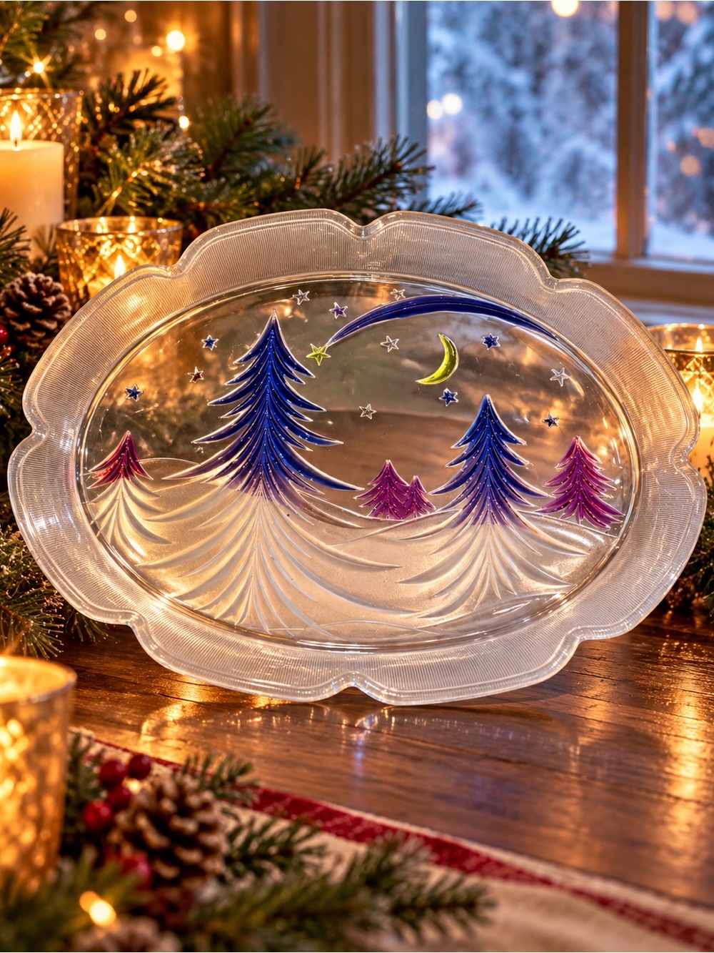 Vintage Studio Nova Starry Night Crystal Platter
